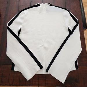 Veronica Beard White Sweater with Black Stripes